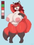  &lt;3 absurd_res anthro big_breasts breasts canid canine choker female fox genitals hi_res huge_breasts jewelry mammal mehdrawings necklace overweight overweight_female pussy solo thick_thighs 