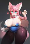  &lt;3 anthro big_breasts breast_squish breasts female fur hair hi_res mammal pink_body pink_fur pink_hair solo squish thick_thighs utterangle 