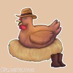  avian bird boots chicken clothing cowboy_hat female feral flashquatsch footwear galliform gallus_(genus) hat headgear headwear nest phasianid solo 