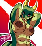  2022 absurd_res anthro breasts digital_media_(artwork) dragon fattmana female hi_res nipples pose simple_background solo 