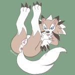  animal_genitalia animal_pussy anus blue_eyes brown_body butt canine_pussy female feral gaypaw generation_7_pokemon genitals green_background hi_res looking_at_viewer lycanroc nintendo pokemon pokemon_(species) pussy simple_background solo tongue tongue_out video_games 