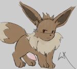  2022 all_fours anthro batteryacid6969 big_ears big_tail bodily_fluids brown_body brown_eyes brown_fur digital_media_(artwork) eevee erection facial_tuft feral fluffy fluffy_tail full-length_portrait fur generation_1_pokemon genital_fluids genitals glistening glistening_genitalia glistening_penis grey_background half-closed_eyes head_tuft inner_ear_fluff male mammal mane mouth_closed narrowed_eyes nintendo paws penile penis pink_penis pokemon pokemon_(species) portrait prick_ears quadruped serious_face signature simple_background solo standing tapering_penis three-quarter_view triangle_nose tuft video_games 