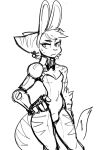  anthro breasts bulge bunny_costume cleavage clothed clothing costume ear_piercing fake_ears fake_rabbit_ears guoh gynomorph hand_on_hip insomniac_games intersex lombax looking_at_viewer mammal piercing prosthetic prosthetic_arm prosthetic_limb ratchet_and_clank rivet_(ratchet_and_clank) solo sony_corporation sony_interactive_entertainment standing stripes video_games 