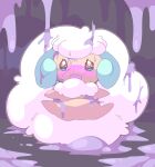  absurd_res ambiguous_gender blush bodily_fluids feral generation_5_pokemon hi_res mammal nintendo open_mouth pokemon pokemon_(species) simple_background slime solo sweat video_games whimsicott winte 