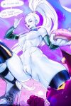  android breasts dominatrix doughnut dragon_ball dragon_ball_z food high_heels highres long_hair pussy roundranchu sweets vados_(dragon_ball) 