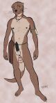  animal_genitalia anthro balls bottomwear clothing digital_media_(artwork) erection genitals hi_res jewelry ket_lesh loincloth looking_at_viewer lutrine male mammal markings mustelid negativetheory nipples penis sheath simple_background smile solo tribal tribal_markings weapon 