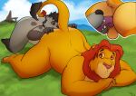  anal anthro backsack balls bent_over close-up disney duo felid female female_rimming_male genitals hyaenid lion male male/female mammal nude oral outside pantherine pickles-hyena rimming sex shenzi simba the_lion_king 
