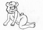  anthro bearbette bedroom_eyes chucklewood_critters female flat_chested laying_on_ground mammal monochrome narrowed_eyes nipples nude reddragonkan seductive traditional_media_(artwork) ursid 