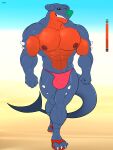  3:4 abs absurd_res bulge garchomp generation_4_pokemon hi_res male muscular nintendo nipples pokemon pokemon_(species) solo video_games zourik 