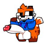  anthro big_butt big_penis blocky_body butt canid canine felid fox genitals kcstando male mammal microsoft minecraft mojang pantherine penis short_stack size_difference smaller_male smile solo soups_(superiorfox) superiorfox video_games xbox_game_studios 
