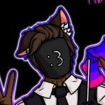  1:1 agent_x_(bonniegame31) animal_humanoid bisexual_pride_colors black_background bonniegame31 brown_body brown_ears brown_hair brown_skin canid canid_humanoid canine canine_humanoid clothing face_mask gesture hair humanoid invalid_tag lgbt_pride male mammal mammal_humanoid pfp pride_colors roblox roblox_skin simple_background solo suit v_sign wolf_humanoid 