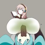  adictreader ass blue_eyes blue_hair book domination farting femdom hatsune_miku headphones huge_ass megurine_luka open_mouth pink_hair reading scat smile toilet vocaloid yuri 