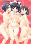  anegasaki_nene ass bad_id bad_pixiv_id barefoot black_hair breasts brown_eyes brown_hair gloves hair_ribbon hands kobayakawa_rinko lingerie love_plus medium_breasts multiple_girls nipples panties pink_panties ribbon santa_matsuri side-tie_panties takane_manaka take_your_pick underwear 