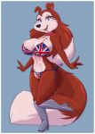  2019 4_fingers anthro bare_shoulders big_breasts bikini biped black_nose blue_background blue_eyes blush boots border breasts brown_fur brown_hair canid canine canis cleavage clothed clothing collar colleen collie digital_media_(artwork) dipstick_tail domestic_dog eyelashes eyeliner eyeshadow female floppy_ears fluffy fluffy_tail footwear fur hair hi_res high_heels joelasko long_hair looking_at_viewer makeup mammal midriff multicolored_fur multicolored_hair multicolored_tail navel nipple_bulge open_mouth pinup pose raised_leg road_rovers rough_collie shoes side-tie_bikini simple_background skimpy smile solo standing swimsuit thick_thighs thin_waist tongue two_tone_fur two_tone_hair union_jack voluptuous white_border white_fur white_hair wide_hips 