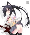  animal_ears ass black_hair brown_eyes cat_ears cum cum_in_pussy guitar instrument k-on! maririn nail_art nail_polish nakano_azusa no_panties red_nails school_uniform skirt solo sweater_vest thighhighs twintails 