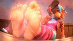 2025 3d_(artwork) 5_toes activision anthro bandicoot barefoot clothing countershade_feet countershading crash_bandicoot_(series) digital_media_(artwork) doopysart feet female foot_focus footwear fur hi_res holding_clothing holding_footwear holding_object holding_shoes humanoid_feet mammal marsupial musk musky_feet orange_body orange_fur pirate_tawna plantigrade shoe_sniffing shoes smelly smelly_feet sniffing sniffing_clothes sniffing_self soles solo toes