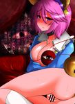  animal_ears ass blush breasts cat_ears cat_tail censored eyes hairband heart highres komeiji_satori large_breasts purple_eyes purple_hair pussy roki_(hirokix) short_hair solo tail third_eye touhou translated 