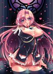  1girl aiguillette blue_eyes blush breasts bukkake cum cum_on_body cum_on_breasts cum_on_clothes cum_on_lower_body cum_on_upper_body facial large_breasts long_hair nipples petals pink_hair puffy_nipples shoujo_kakumei_utena solo tenjou_utena thighhighs water 