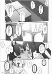  akiyama_mio animal_ears blush cat_ears classroom comic doujinshi greyscale highres k-on! kiss kotobuki_tsumugi monochrome multiple_girls nakano_azusa no_pants open_clothes open_shirt panties sasayuki shirt side-tie_panties sweat translated underwear wet wet_clothes wet_panties yuri 