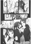  akiyama_mio arched_back bathroom blazer blush breast_grab breasts comic covered_nipples covering_mouth doujinshi from_above grabbing greyscale highres jacket k-on! kotobuki_tsumugi long_hair medium_breasts monochrome multiple_girls nakano_azusa nipples open_clothes open_shirt sasayuki school_uniform shirt shoes skirt sweat translated twintails yuri yurijoshi 