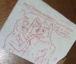  absurd_res anthro body canid canine duo hair hi_res invalid_tag male male/male mammal muscular muscular_male napkin spanish_text text touching_hair wolfyalex96 