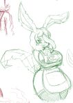  alyrise anthro apron apron_only big_breasts blush breasts clothing curvy_figure eeveelution elemental_creature female flora_fauna generation_4_pokemon hair hair_over_eye holding_breast leaf leaf_ears leaf_hair leaf_tail leafeon legwear long_ears mammal mature_female mostly_nude nintendo one_eye_obstructed plant plant_hair pokemon pokemon_(species) pokemorph pseudo_hair sketch sketch_page smile solo stockings text video_games voluptuous wide_hips 