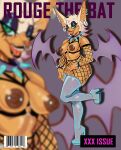  anthro bat_wings breasts butt clothing collar ear_piercing female fishnet footwear hi_res high_heels membrane_(anatomy) membranous_wings nipple_piercing nipples occultgay piercing rouge_the_bat sega solo sonic_the_hedgehog_(series) wings 