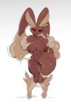  absurd_res anthro areola big_breasts blush bodily_fluids breasts brown_areola brown_body brown_nipples cum cum_on_face female fur generation_4_pokemon genital_fluids hi_res lagomorph lopunny mammal nintendo nipples nude pokemon pokemon_(species) solo thick_thighs video_games zinnick 