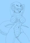  abby_(therobd) absurd_res anthro breasts cobra female genitals hi_res lizard looking_down pussy reptile scalie sketch snake solo therobd 