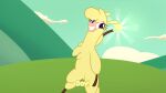  alpaca camelid charging chest_tuft cloud cloven_hooves female feral head_tuft hi_res hitsuji hooves mammal mountain on_hind_legs paprika_paca_(tfh) sky smile solo them&#039;s_fightin&#039;_herds tuft 