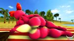  16:9 3d_(artwork) accessory anthro basket beach beach_blanket big_butt birdo bow_(feature) bow_accessory bow_ribbon breasts butt centered_hair_bow container detailed_background digital_media_(artwork) featureless_crotch female hair_accessory hair_bow hair_ribbon hi_res mario_bros nintendo pink_body plant rear_view red_bow reptile ribbons sand scalie sea seaside solo source_filmmaker thecheshireguy thick_thighs tree umbrella video_games water widescreen 