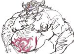  ahab_(tas) anthro arm_hair bedroom_eyes belly belly_hair big_belly big_nipples bison body_hair bovid bovine chest_hair corrupted dark_sclera demon exe_exem facial_hair horn horned_humanoid humanoid looking_at_viewer male mammal musclegut muscular muscular_arms muscular_male narrowed_eyes nipple_piercing nipples piercing purple_tongue ring_piercing scar seductive sideburns solo tongue tongue_out ursid womb_tattoo yellow_eyes 