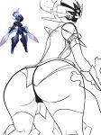 anonymous_artist butt ceruledge clothing female humanoid melee_weapon nintendo official_art pokemon presenting presenting_hindquarters sketch solo sword thong underwear video_games weapon 