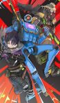  1boy 1girl 1other 30-30_repeater ambiguous_gender animal_on_shoulder apex_legends b3_wingman bird black_bodysuit bloodhound_(apex_legends) bodysuit brown_jacket brown_pants clenched_hand crow goggles gun handgun helmet highres holding holding_gun holding_weapon humanoid_robot jacket kik1 knee_pads kunai one-eyed pants pathfinder_(apex_legends) rebreather revolver rifle science_fiction sketch submachine_gun volt_smg weapon weapon_in_mouth wraith&#039;s_kunai wraith_(apex_legends) 