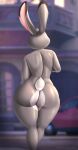  2022 absurd_res anthro big_butt bodily_fluids butt car disney female fur grey_body grey_fur hi_res judy_hopps lagomorph leporid mammal nexcoyotlgt nude public public_nudity rabbit solo sweat sweatdrop vehicle zootopia 