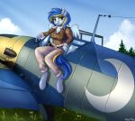  2019 absurd_res aircraft airplane belt bottomwear clothing equid equine fan_character hair hasbro hi_res jet lightly-san mammal multicolored_hair my_little_pony pants pegasus smile unguligrade_anthro uniform wings yellow_eyes 