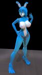  absurd_res anthro big_breasts breasts countershading curvy_figure exposed_breasts f4 female female/female five_nights_at_freddy&#039;s five_nights_at_freddy&#039;s_2 glowing glowing_eyes green_eyes hair hand_on_hip hi_res huge_filesize humanoid long_hair looking_at_viewer machine nipple_piercing nipples nude piercing plastic robot robot_humanoid scottgames solo standing thick_thighs toy_bonnie_(fnaf) video_games 