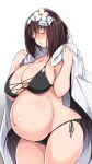  1girl bikini bra fate/grand_order fate_(series) glasses highres jacket kuronyan osakabe-hime_(fate) pregnant solo swimsuit tagme underwear 