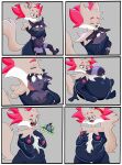  absurd_res anthro areola belly belly_squeeze bf-felz big_belly blush bodily_fluids braixen breasts burping comic duo embrace female flying_sweatdrops generation_6_pokemon hand_on_breast hand_on_own_breast head_first head_in_mouth hi_res hug kissing kissing_head larger_anthro larger_female male medium_breasts nervous nintendo nipples on_ground oral_vore pokemon pokemon_(species) sitting size_difference smaller_anthro smaller_male swallowing sweat sweatdrop tail_in_mouth video_games vore 