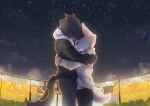  anthro black_body black_fur cloud duo embrace fur hug male male/male size_difference stampmats star white_body white_fur 
