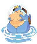  anthro belly big_breasts blastoise blonde_hair blue_body breasts chubby_female female generation_1_pokemon genitals hair jaypixi nintendo nipples nude overweight pokemon pokemon_(species) pussy slightly_chubby solo thick_thighs video_games water wide_hips 