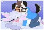  &lt;3 4_ears anthro canid canine canis domestic_dog duo eyewear female gi0 glasses green_eyes head_tuft hi_res humanoid lau male mammal multi_ear pawpads purple_eyes seraphie sirocco_zephyrine tuft 