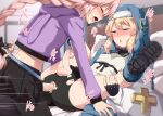  2boys anal anus_cutout astolfo_(fate) astolfo_(memories_at_trifas)_(fate) bed bike_shorts blonde_hair blush braid braided_ponytail bridget_(guilty_gear) clothed_sex covered_nipples crop_top crossdressing crossover darkmaya erection fate/apocrypha fate/grand_order fate_(series) guilty_gear guilty_gear_strive hood jacket josou_seme male_focus missionary multiple_boys otoko_no_ko paid_reward_available penis penis_outside pink_hair sex skirt speed_lines spread_legs torn_bike_shorts torn_clothes trait_connection uncensored yaoi 