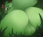  absurd_res anthro balls butt generation_9_pokemon genitals grass hi_res jumi male nintendo plant pokemon pokemon_(species) solo sprigatito video_games 