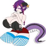  amrit_dragoness ankh big_breasts bottomwear breasts clothing collar corset deity dragon female fishnet french_braid hair horn horn_jewelry hotpants humanoid jiva lingerie low_res pink_eyes short_hair shorts solo tail thick_thighs topwear vtuber 