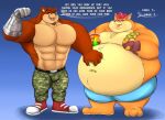  activision anthro belly bulge crash_bandicoot crash_bandicoot_(series) crunch_bandicoot duo eddiefragoso food fruit fur male male/male obese obese_anthro obese_male overweight overweight_anthro overweight_male plant text video_games wumpa_fruit 