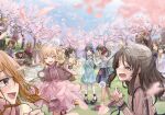  6+girls ^_^ ^o^ absurdres akagi_miria blurry blurry_foreground bubble bubble_blowing cherry_blossoms closed_eyes depth_of_field falling_petals fukuyama_mai hachiya_(silica_q) highres ichihara_nina ichinose_shiki idolmaster idolmaster_cinderella_girls idolmaster_cinderella_girls_u149 jougasaki_rika koga_koharu mary_cochran mat matoba_risa mifune_miyu miyamoto_frederica multiple_girls outdoors petals pose ryuzaki_kaoru sajo_yukimi sakurai_momoka sasaki_chie selfie sleeping smile standing standing_on_one_leg tachibana_arisu takamori_aiko yokoyama_chika yusa_kozue yuuki_haru 