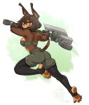  2022 5_fingers 5_toes action_pose anthro axe bandeau barefoot bottomwear breasts brown_body brown_eyes brown_fur brown_hair butt canid canine canis clothing difman dobermann dog_knight_rpg domestic_dog feet female fingers fur hair hi_res hindpaw holding_axe holding_object holding_weapon mammal melee_weapon pawpads paws pinscher plantigrade pose rory_(ceehaz) shorts side_boob simple_background soles solo_focus stirrup_legwear toeless_legwear toes topwear weapon white_background 