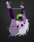  absurd_res animatronic anthro arms_tied arrteen bdsm big_breasts blind bodily_fluids bondage bound breasts broken broken_ear bubble_butt butt canid canine canis clothing collar cracked cracks exposed_endoskeleton eyeless female five_nights_at_freddy&#039;s five_nights_at_freddy&#039;s:_security_breach genital_fluids green_hair hair hands_above_head hi_res leg_warmers legs_tied legs_up legwear long_hair machine mammal missing_eye multicolored_body muzzle_(object) muzzled nipples nude purple_body purple_nipples pussy_juice raised_arms robot roxanne_wolf_(fnaf) scottgames shattered shattered_roxanne_wolf_(fnaf) solo steam submissive submissive_anthro submissive_female suspension suspension_bondage thick_thighs two_tone_body video_games white_hair wire wolf 