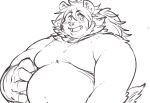  anthro belly blush bust_portrait exe_exem felid lifewonders lion looking_at_viewer male mammal mane moobs overweight pantherine portrait shirtless simple_background sketch smile solo tokyo_afterschool_summoners vapula_(tas) video_games white_background 